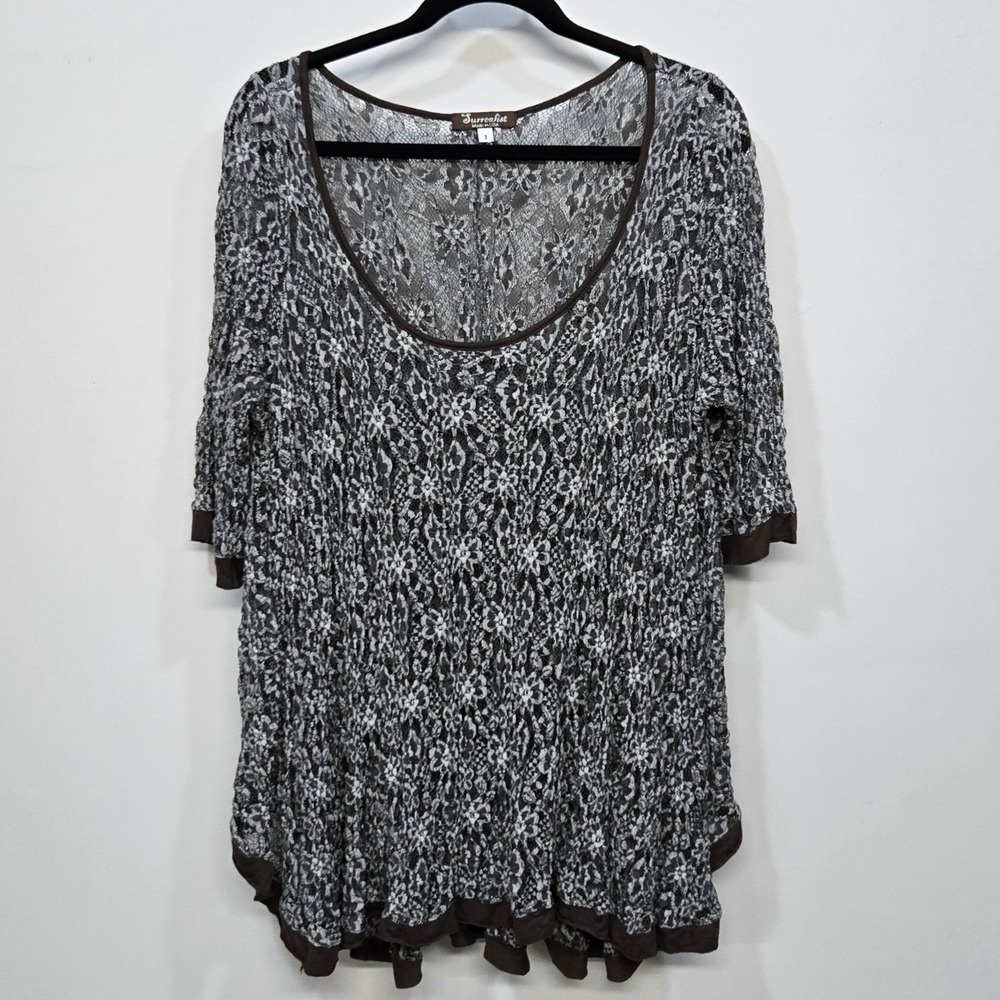 Surrealist USA Sheer Lace Tunic Top Small Oversize Y2K Fairy Romantic Whimsigoth